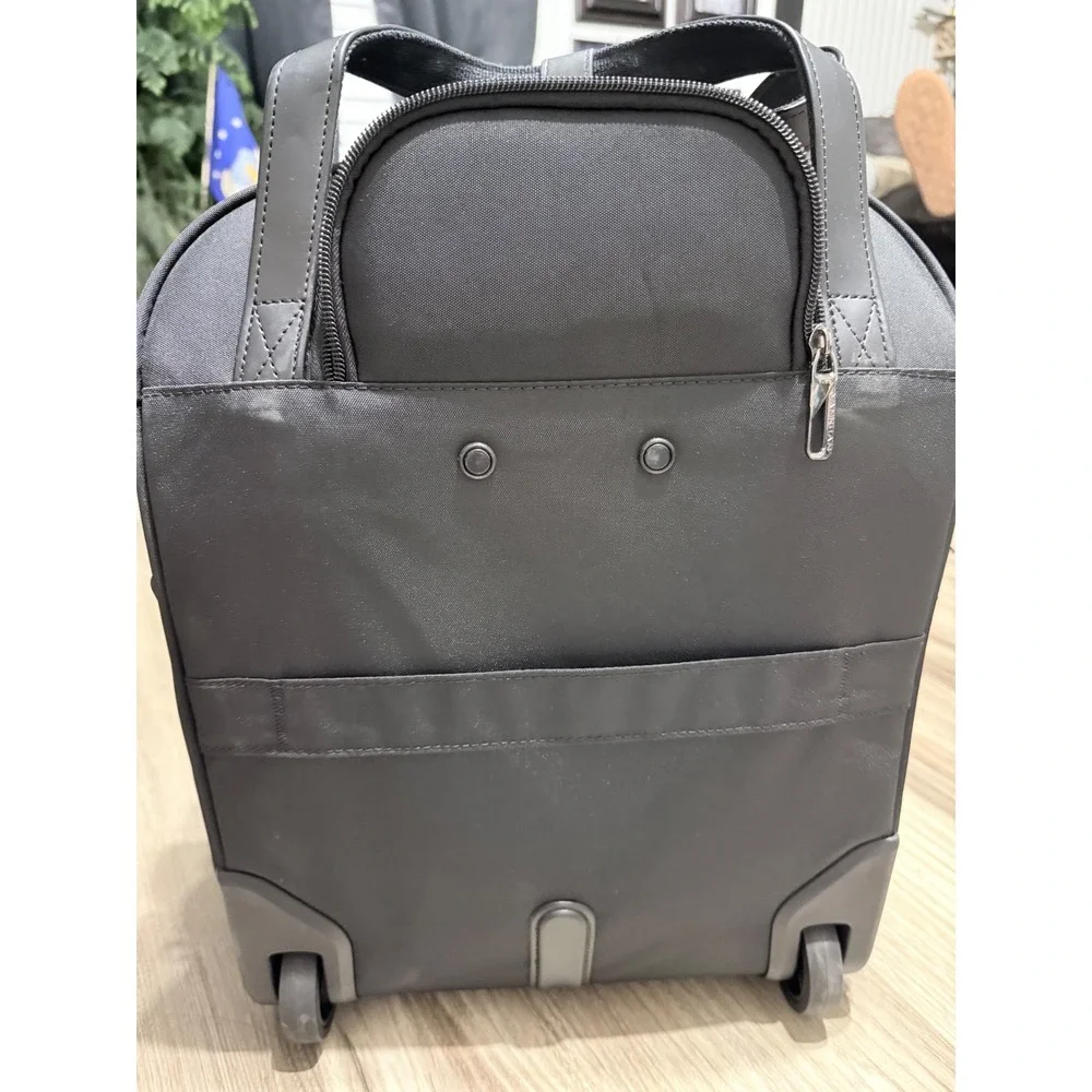 VANKEAN Rolling Laptop Bag 15.6 Inch Quilted Mobile Office Briefcase Black RFID